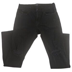 Hudson Zack Skinny Jeans Size 33 Distressed 32" Inseam Black Casual Stretch
